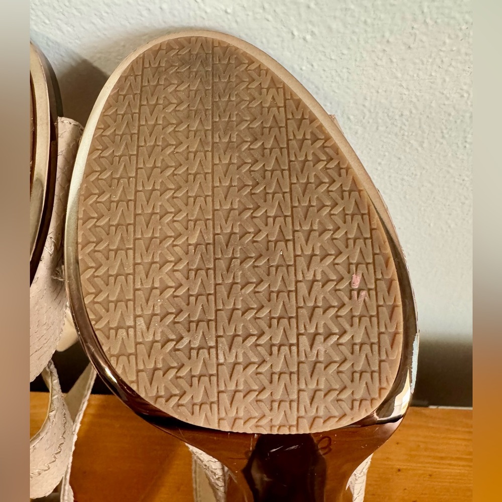 Michael Kors Beige Strappy Zip Front Heels - Picture 9 of 11